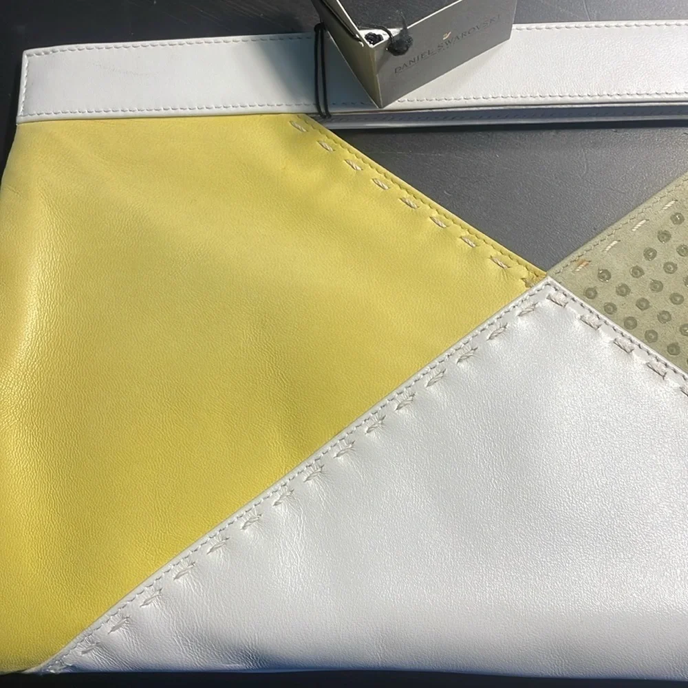 NEW Swarovski crystal embellished calfskin leather clutch